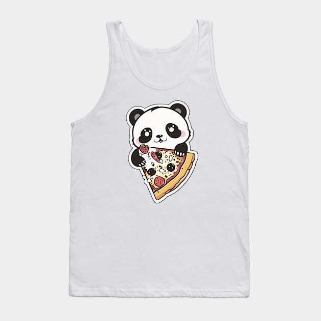 Cute Cartoon Panda Eating Pizza Funny Kawaii Tank Top by kiddo200